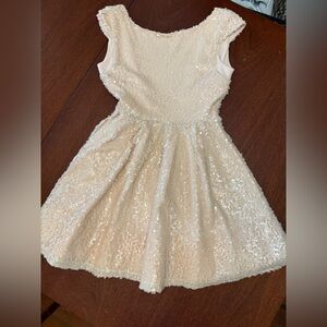 Topshop Sparkling Sequin Mini Dress in Cream